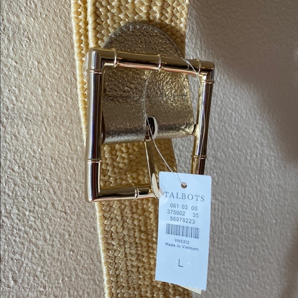 Talbots Beige Woven Belt with Gold Buckle - Picture 1 of 1